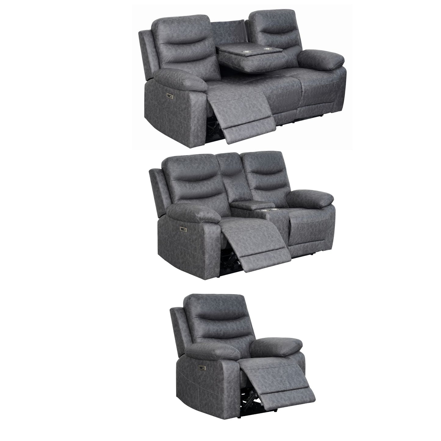 London Grey Electric Recliner Set (1+2+3 Seaters)
