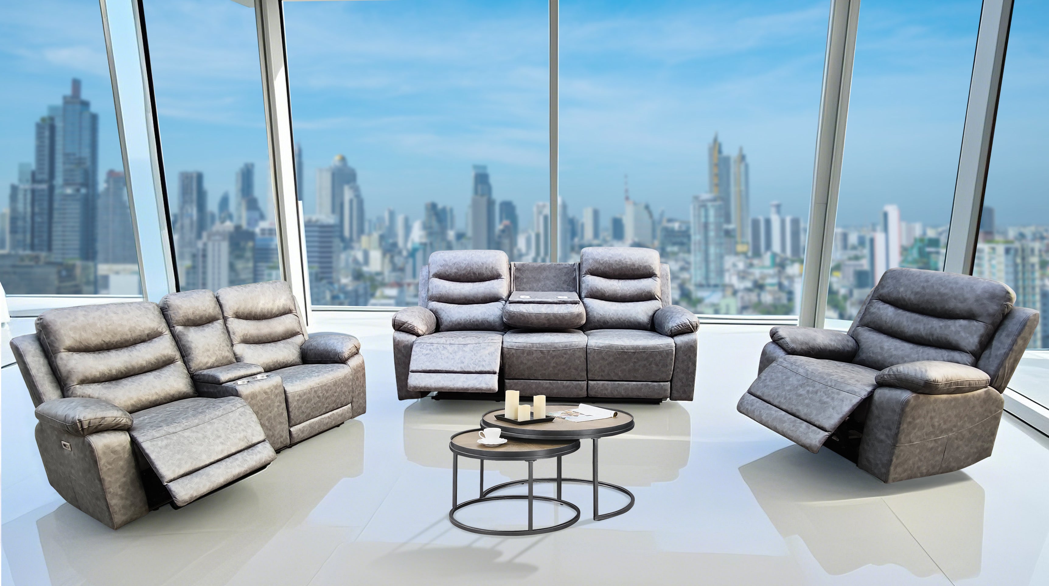 London Recliner Sofa Grey