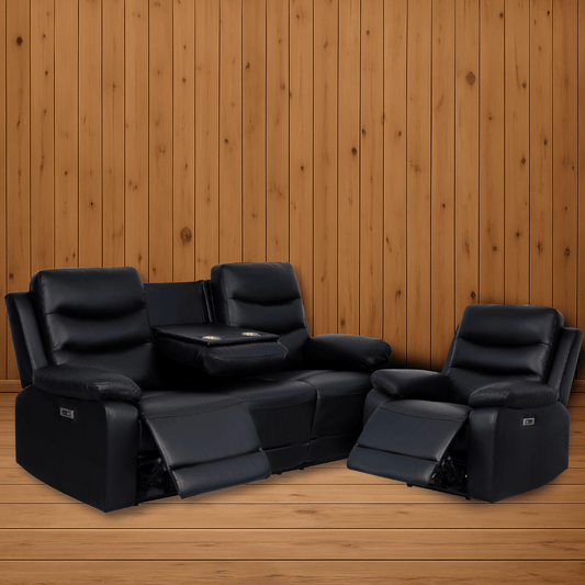 London Black Electric Recliner Set (1+3 Seaters) Safar's Furniture