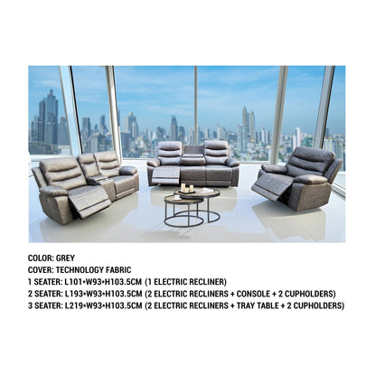 London Single Grey Electric Recliner