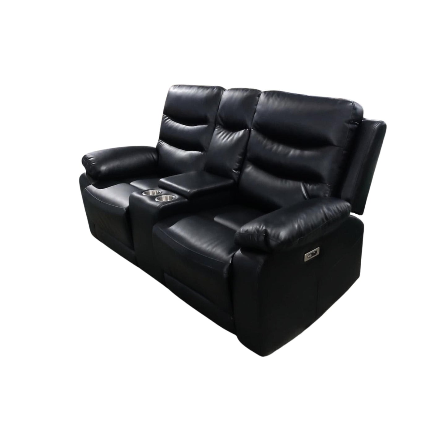 London 2 Seater Black Electric Recliner