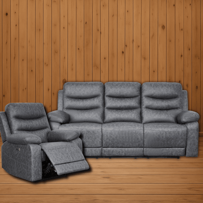 London Grey Electric Recliner Set (1+3 Seaters) Safar's Furniture