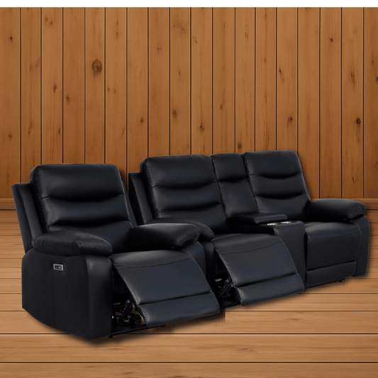 London Black Electric Recliner Set (1+2 Seaters) Safar's Furniture