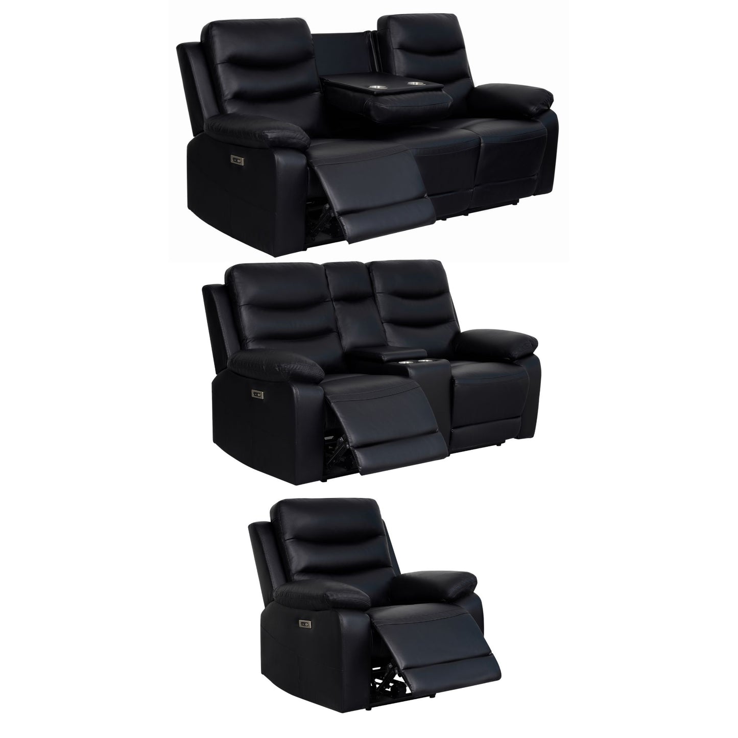London Black Electric Recliner Set (1+2+3 Seaters)