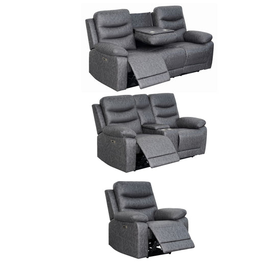 London Grey Electric Recliner Set (1+2+3 Seaters)
