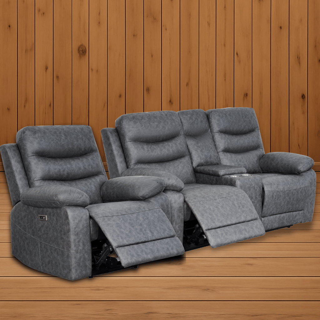 London Grey Electric Recliner Set (1+2 Seaters) Safar's Furniture