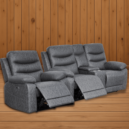 London Grey Electric Recliner Set (1+2 Seaters) Safar's Furniture