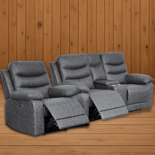 London Grey Electric Recliner Set (1+2 Seaters) Safar's Furniture