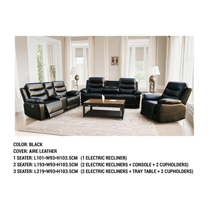 London Black Electric Recliner Set (1+2+3 Seaters)