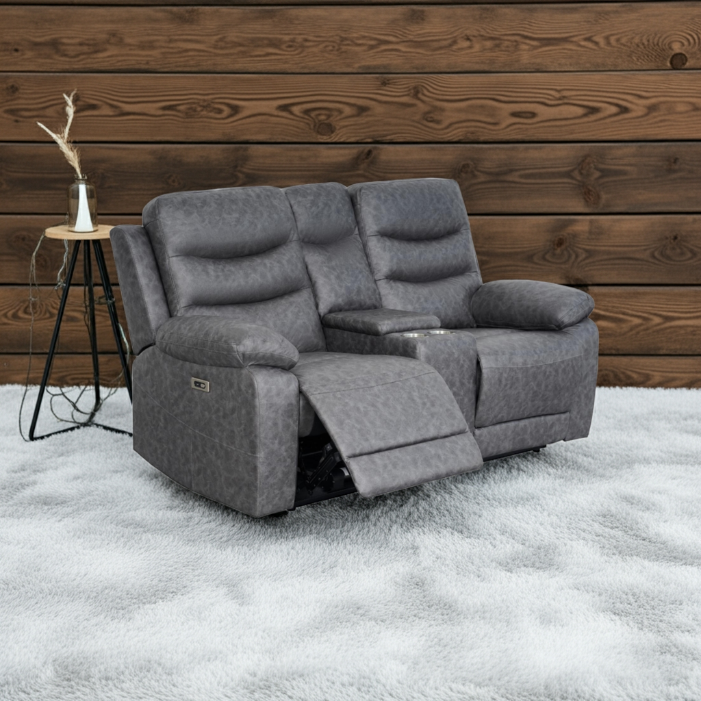 London 2 Seater Grey Electric Recliner