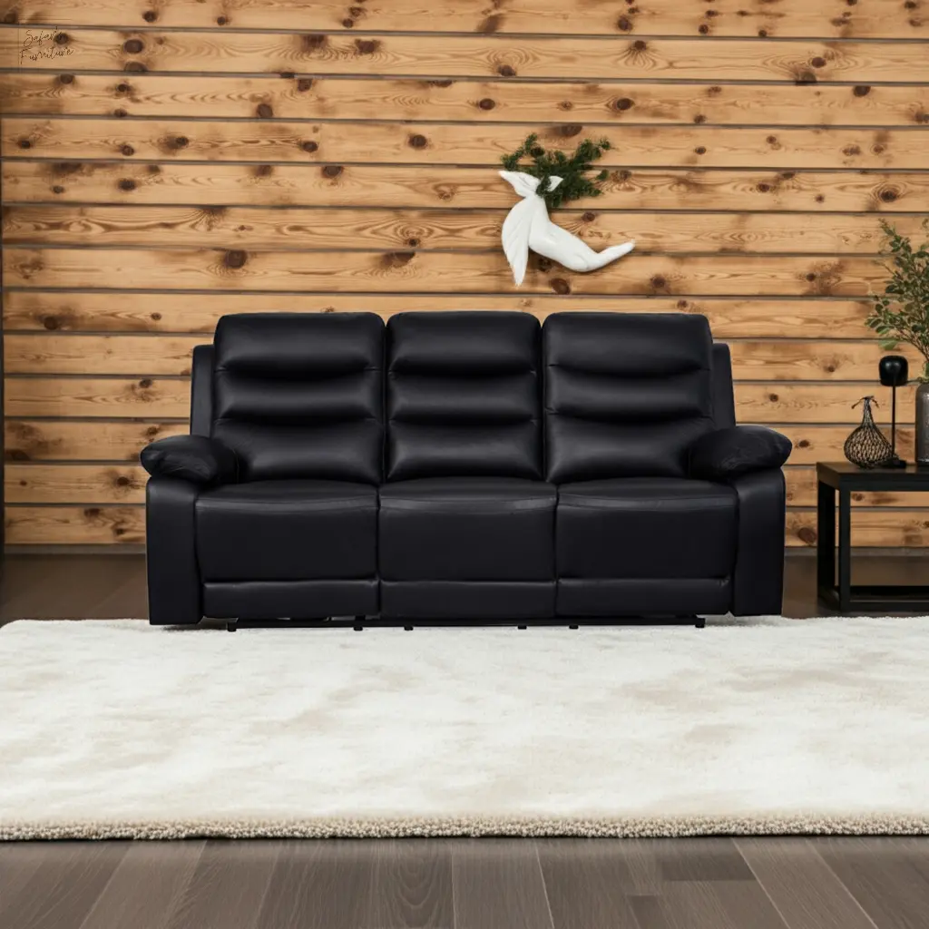 London 3 Seater Black Electric Recliner My Store