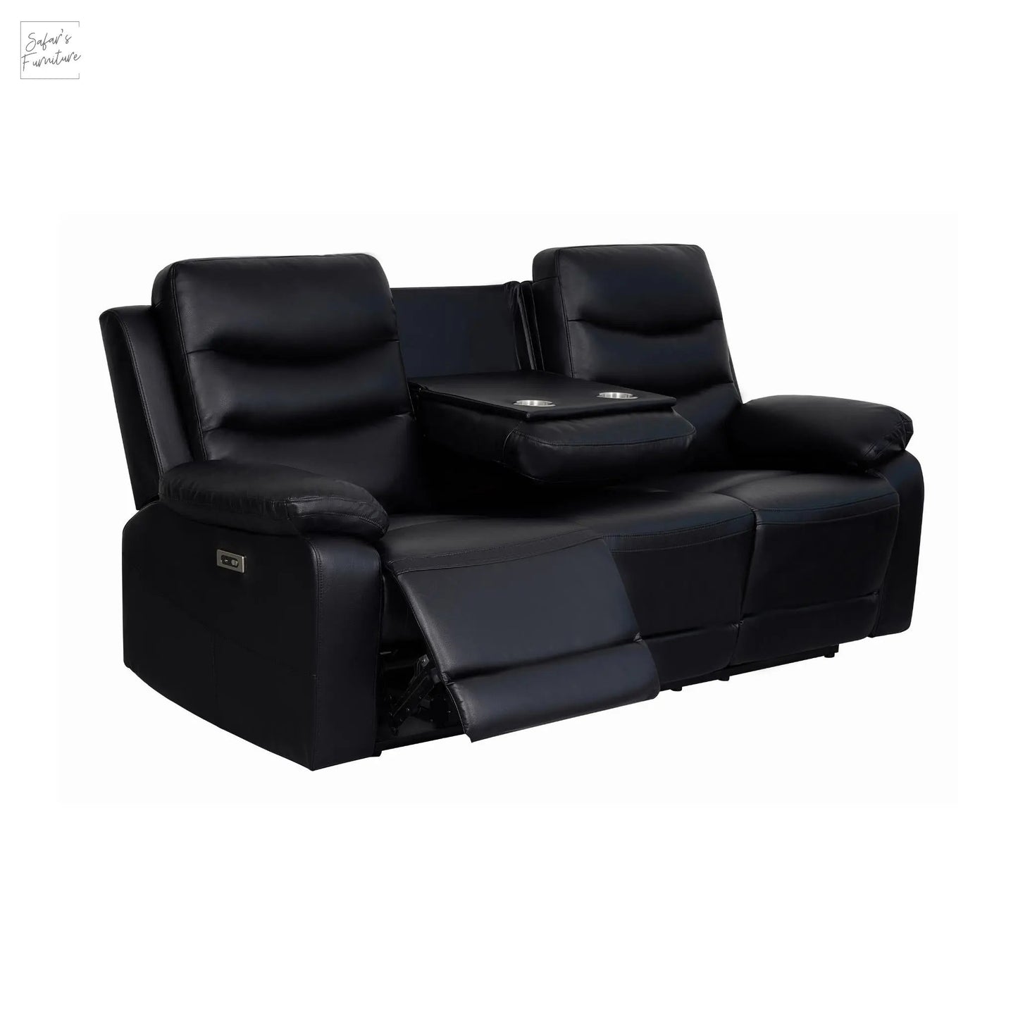 London 3 Seater Black Electric Recliner My Store