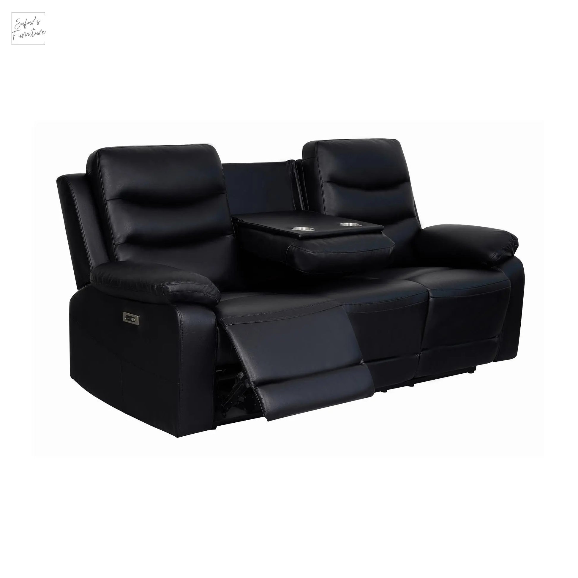 London 3 Seater Black Electric Recliner My Store