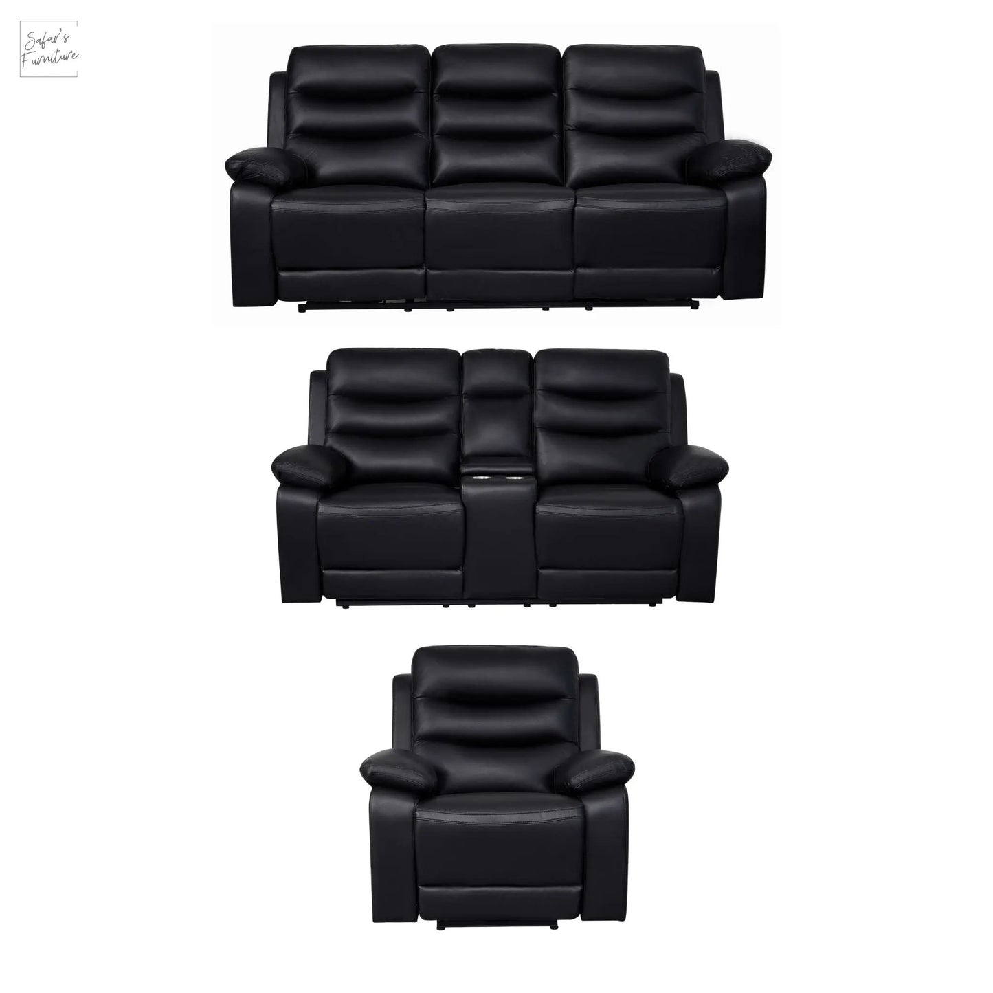 London Black Electric Recliner Set (1+2+3 Seaters) My Store