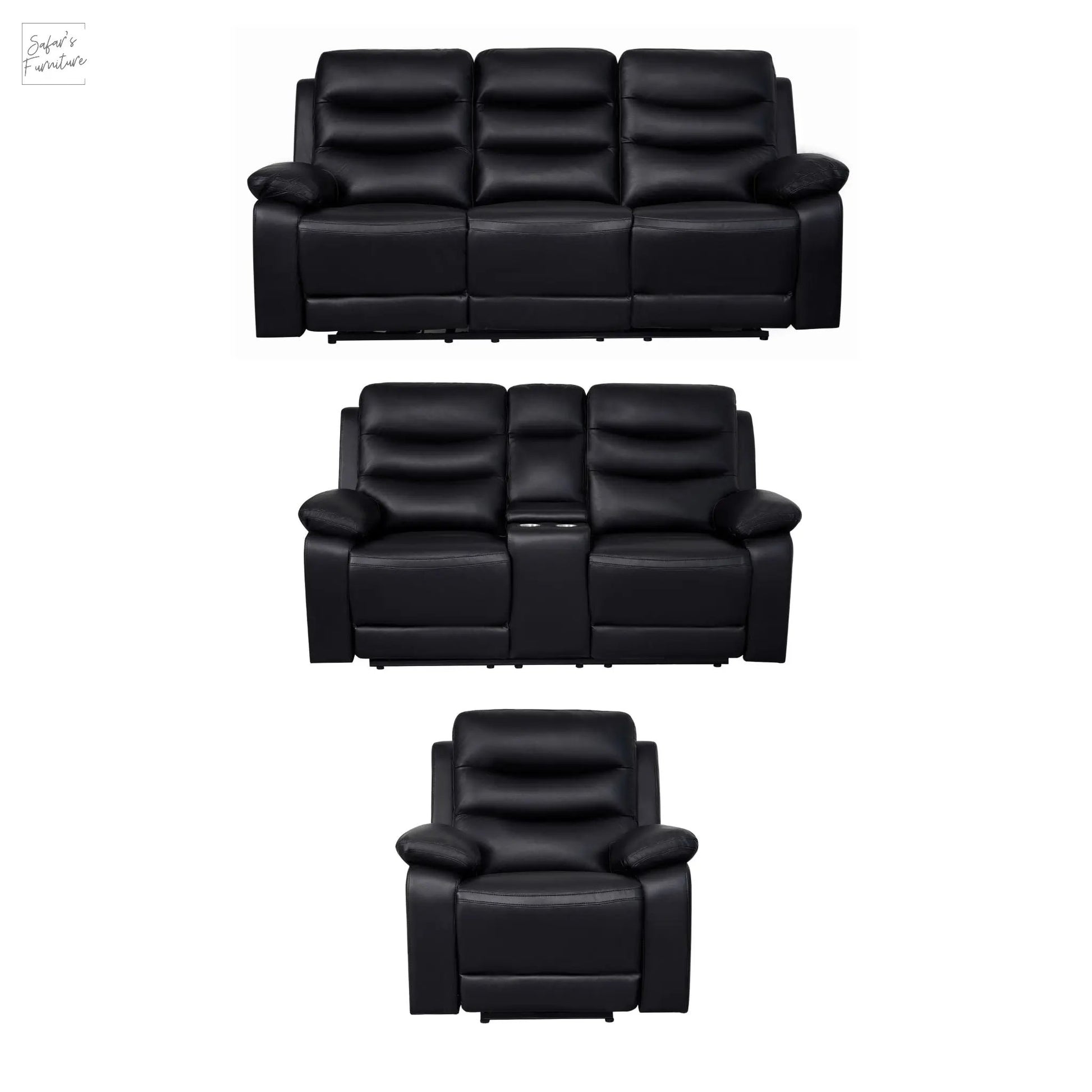 London Black Electric Recliner Set (1+2+3 Seaters) My Store