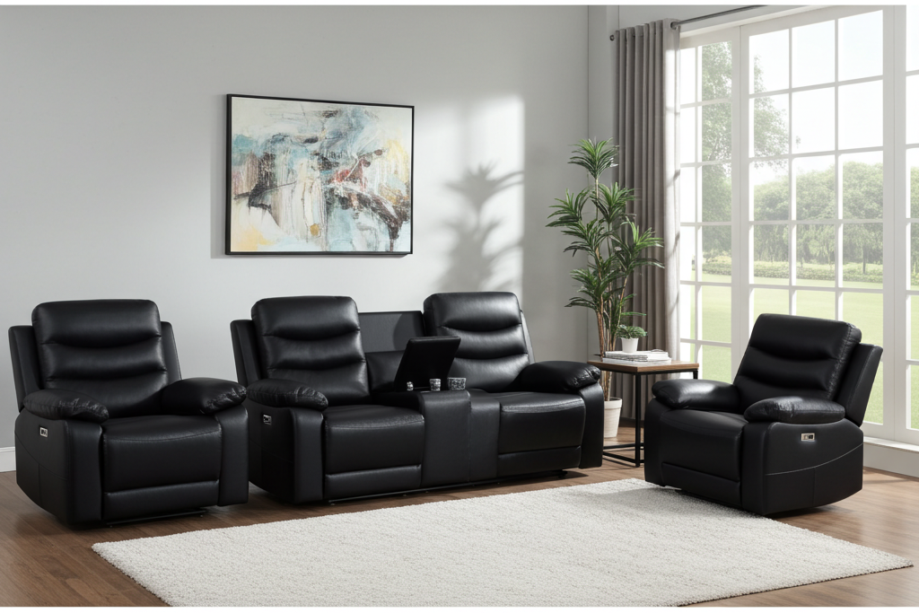 Load video: Black Electric Recliner Set - Video