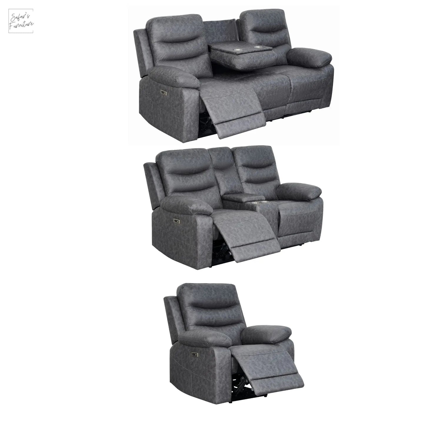 London Grey Electric Recliner Set (1+2+3 Seaters) My Store