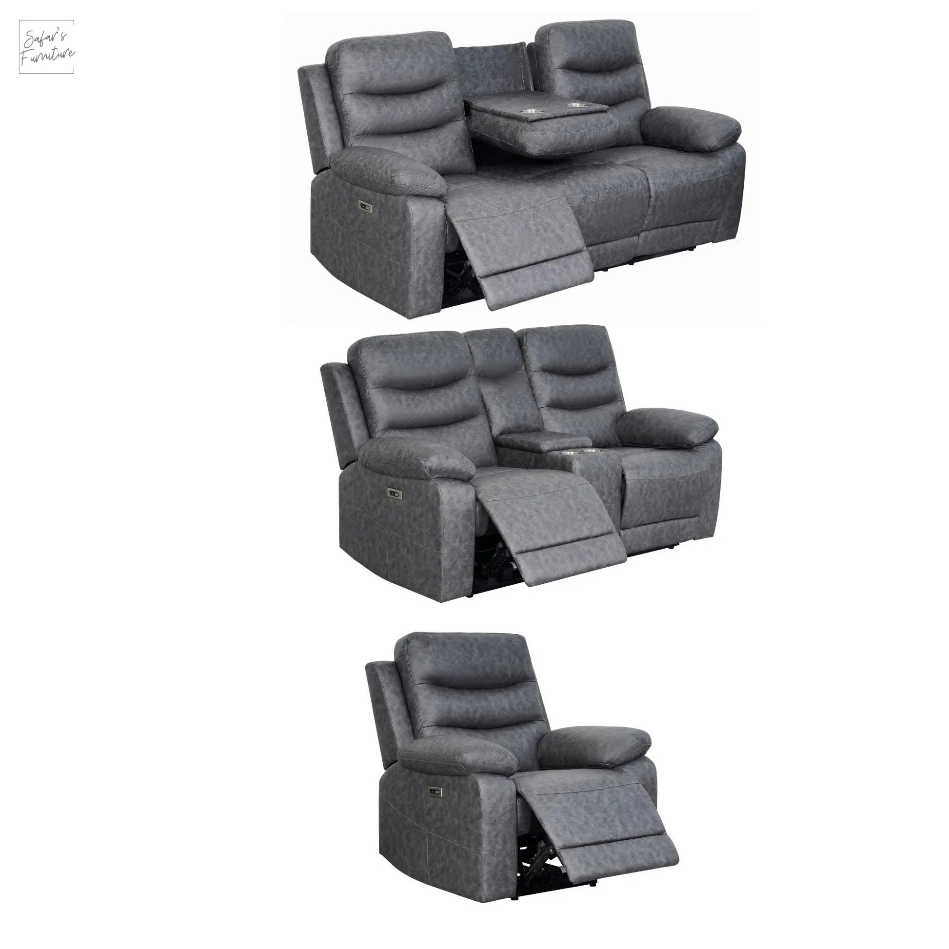 London Grey Electric Recliner Set (1+2+3 Seaters) My Store