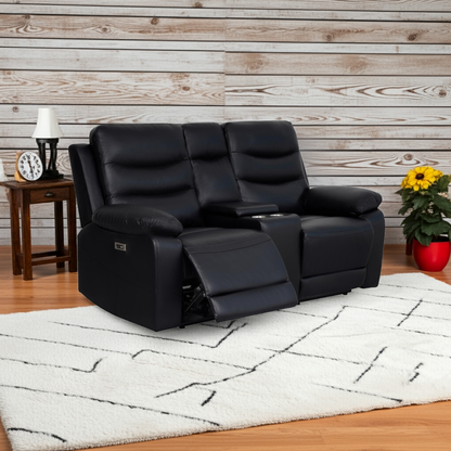 London 2 Seater Black Electric Recliner