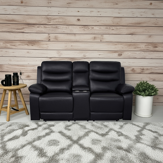 London 2 Seater Black Electric Recliner