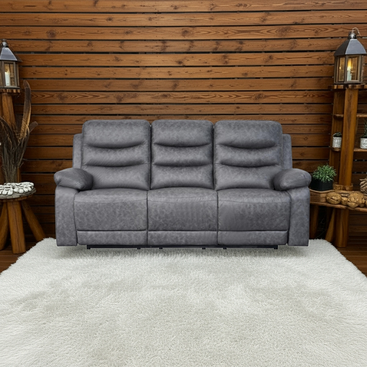 London 3 Seater Grey Electric Recliner