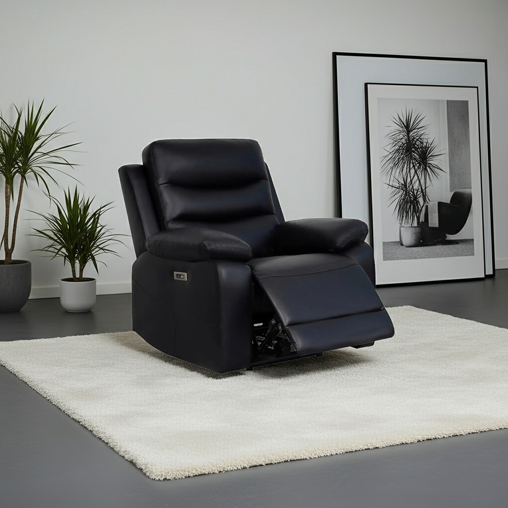 London Single Black Electric Recliner My Store