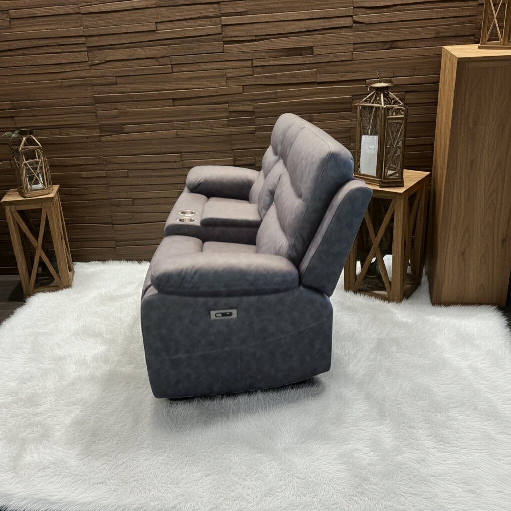 London 2 Seater Grey Electric Recliner