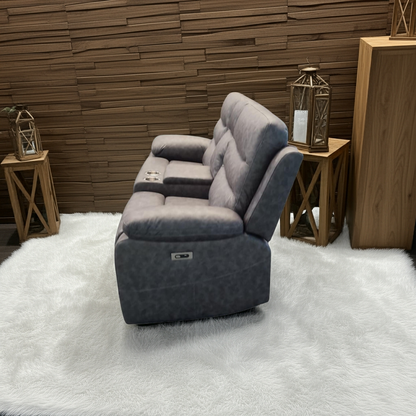 London 2 Seater Grey Electric Recliner